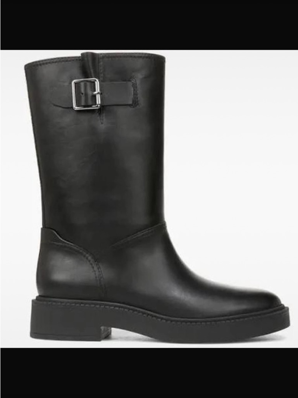 Vince Black mid calf Leather Riding Boots - Picture 4 of 7